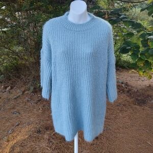 She + Sky Destiny Mock Neck Sweater Green Teal Women's One Size NWT